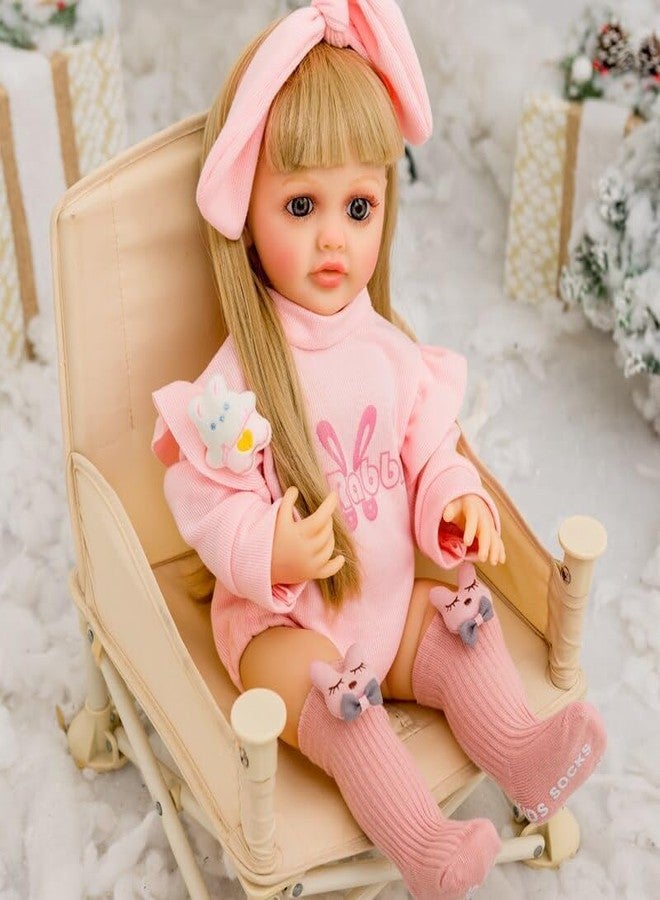PIPBO Realistic Sound with Sensor & Activities! Lifelike Full Silicone Body Reborn Baby Girl Doll Toy Princess Toddler Bebe with Brown Long Hair Doll Gift for Girls - Image 1